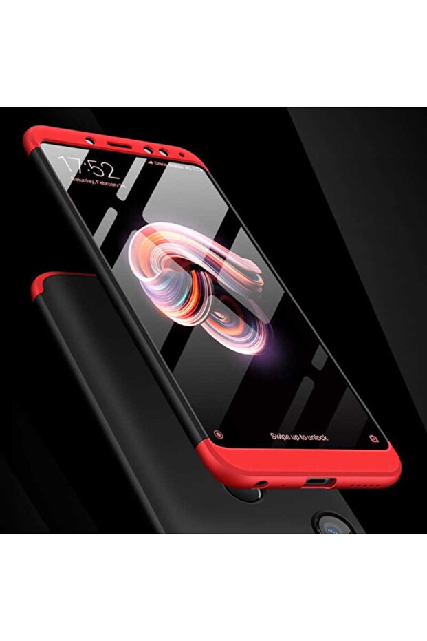 Kırmızı Microsonic Mi 8 Kılıf Double Dip 360 Protective Siyah - 4
