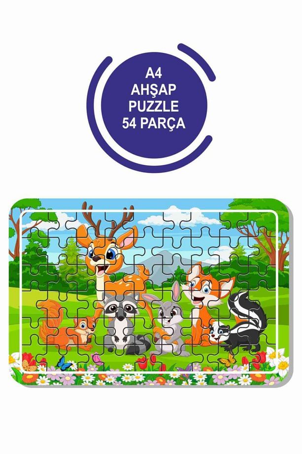 4'lü Set 54 Parça Ahşap Puzzle - 3