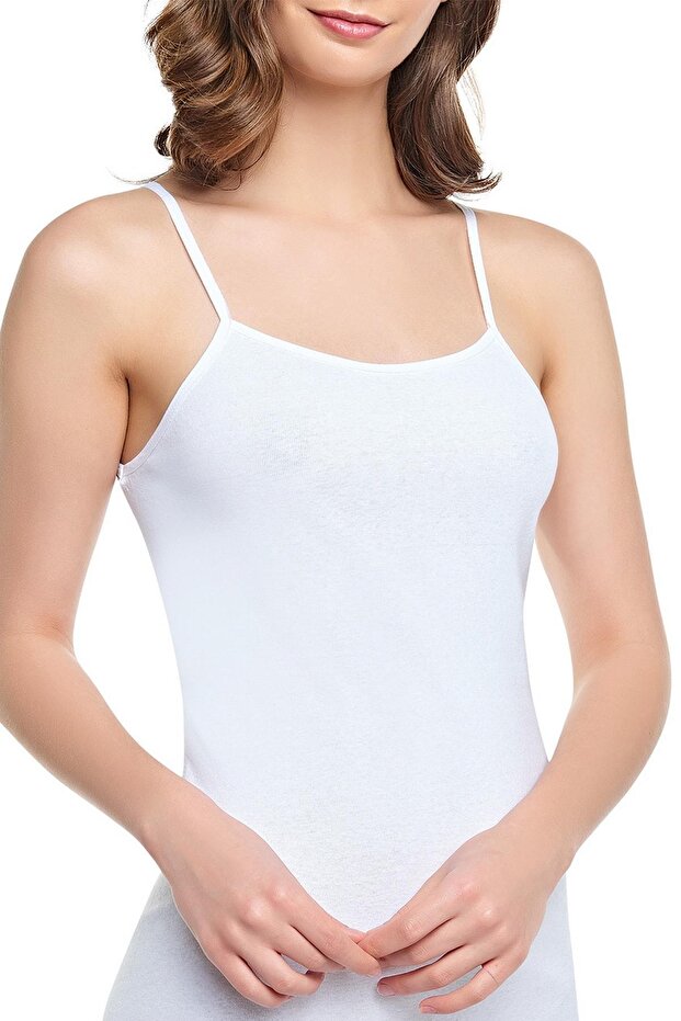 Pack of 8 Seher Women's Undershirt with Ribbed Rope Straps