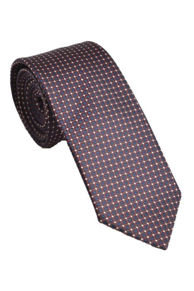 ربطة عنق حمراء بنمط مربع مع منديل - 2