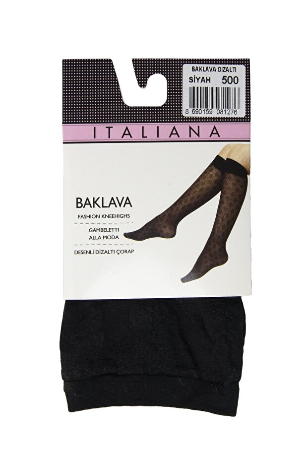 3 Pieces Diamond Pattern Knee-Length Black Socks