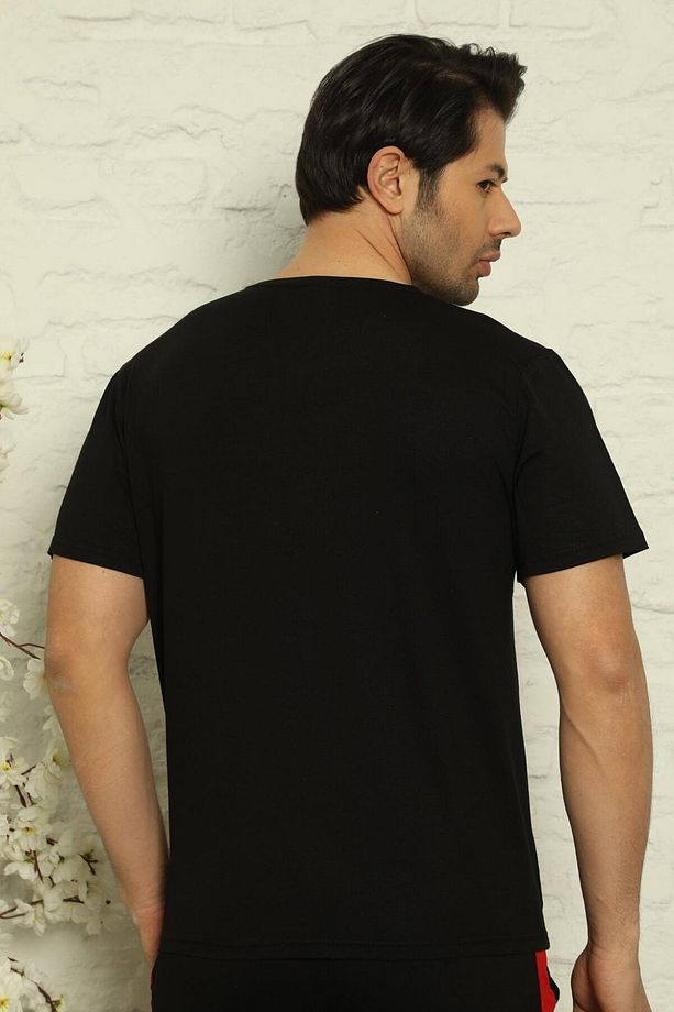 Siyah-lacivert Erkek Basic Slim Fit 2'li Paket Pijama Üstü - 4
