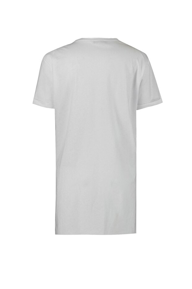 Lacivert-Beyaz 2'li Paket Yırtmaç Detaylı Bisiklet Yaka Basic Örme T-Shirt TCTSS21UK0009 - 15