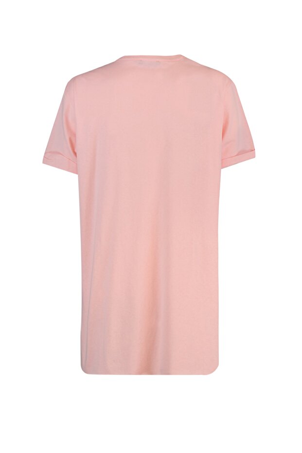 Gri-Pembe 2'li Paket Yırtmaç Detaylı Bisiklet Yaka Kısa Kollu Basic Örme İçlik T-Shirt TCTSS21UK0009 - 14