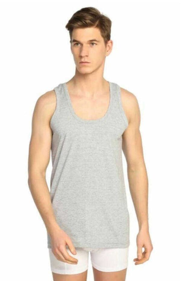 Men's Gray Combed Cotton Strappy Tank Top 6 Pack New Season