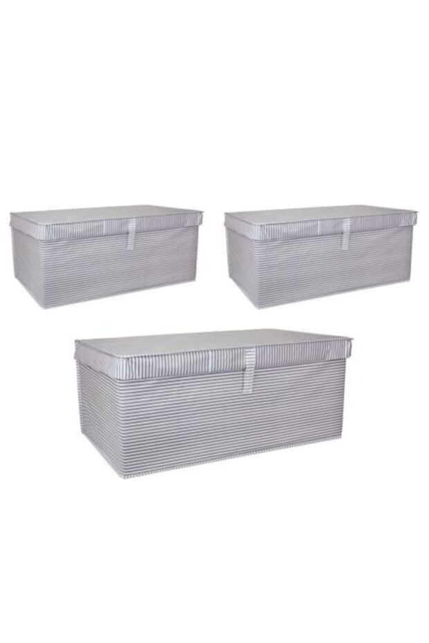 3 Pieces - Multi-Purpose with Lid Laundry-Storage-Organization Etc Storage, Box 70x40x30 - Mega Plus Box - Gray - 1