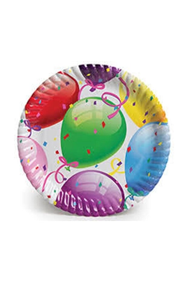 Rengarenk Balonlu Karton Tabak - 1