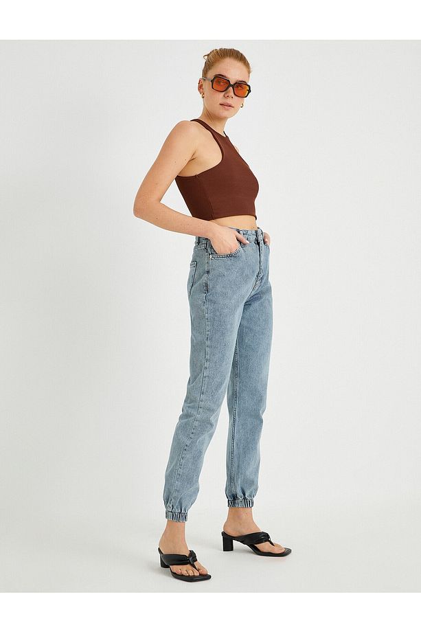 Yüksek Bel Jogger Kot Pantolon - 2