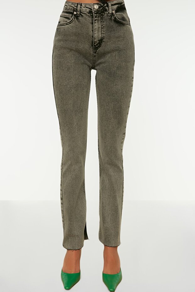 Graue Schlitzjeans - 4