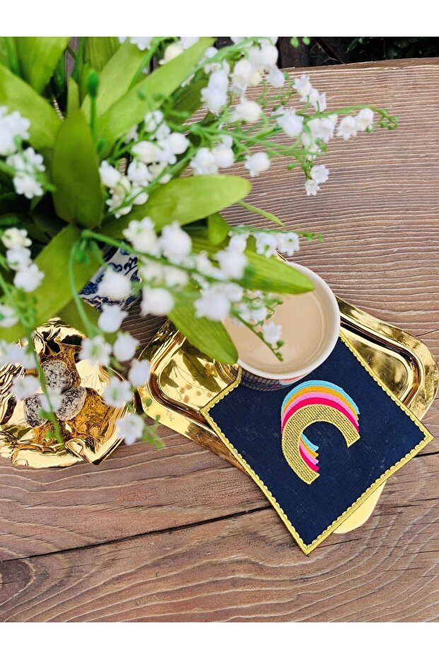 Rainbow' ́c ́ ́ Letter Cocktail Napkin (1 Piece)