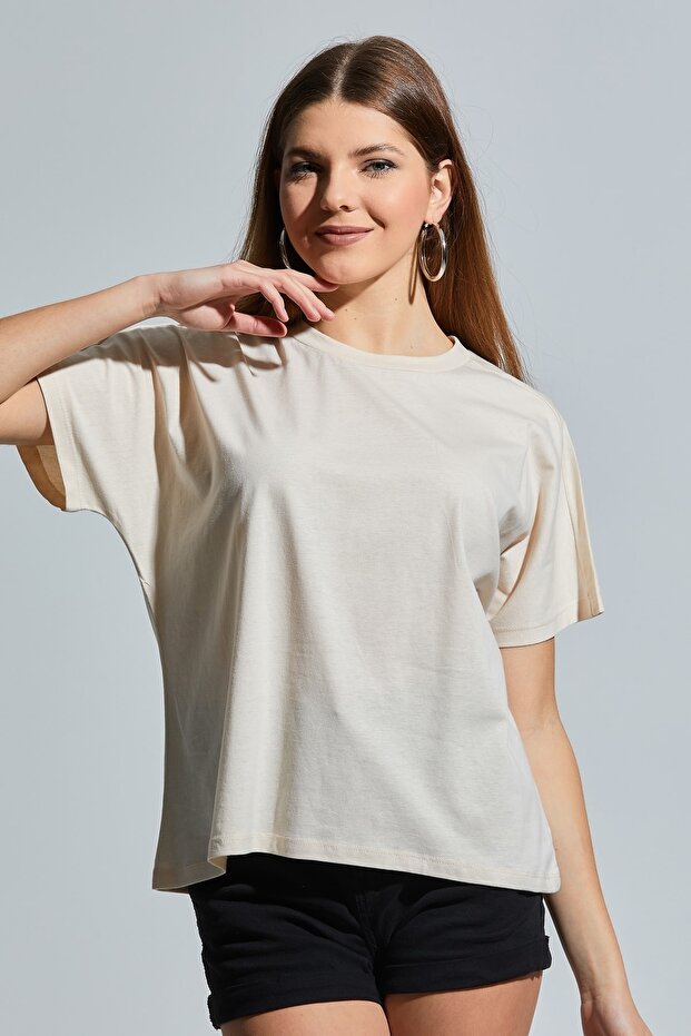 Γυναικείο μπλουζάκι Stone Crew Neck Basic Oversize - 2