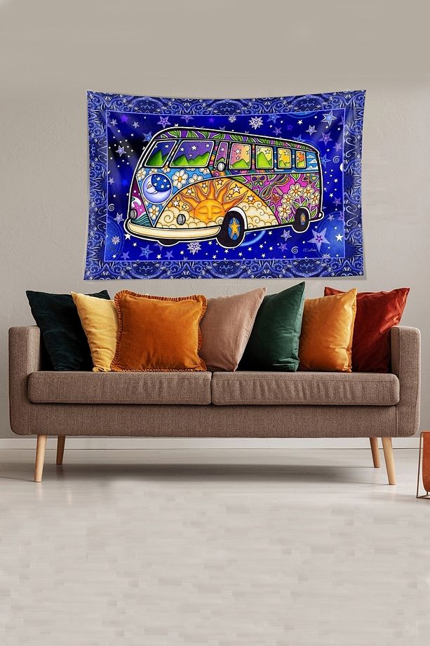 Woswos Karavan Bohem Leke Tutmaz Kadife Dokulu Kumaş Duvar Örtüsü Duvar Halıs Tapestry - 3