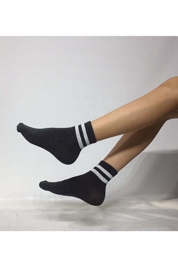 White Striped Unisex College Tennis Socks
