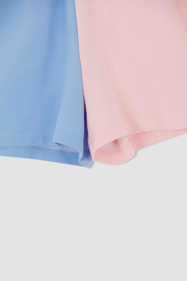 Renk Bloklu Cepli Beli Bağcıklı Relax Fit Mini Şort - 8