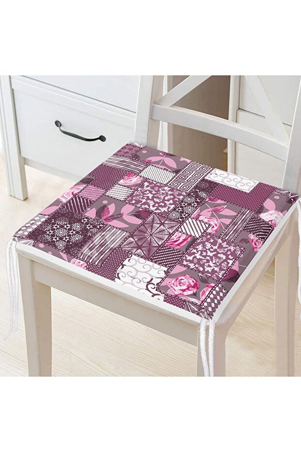 Patchwork Pattern Digital Printed Modern Zippered Chair Cushion - 1