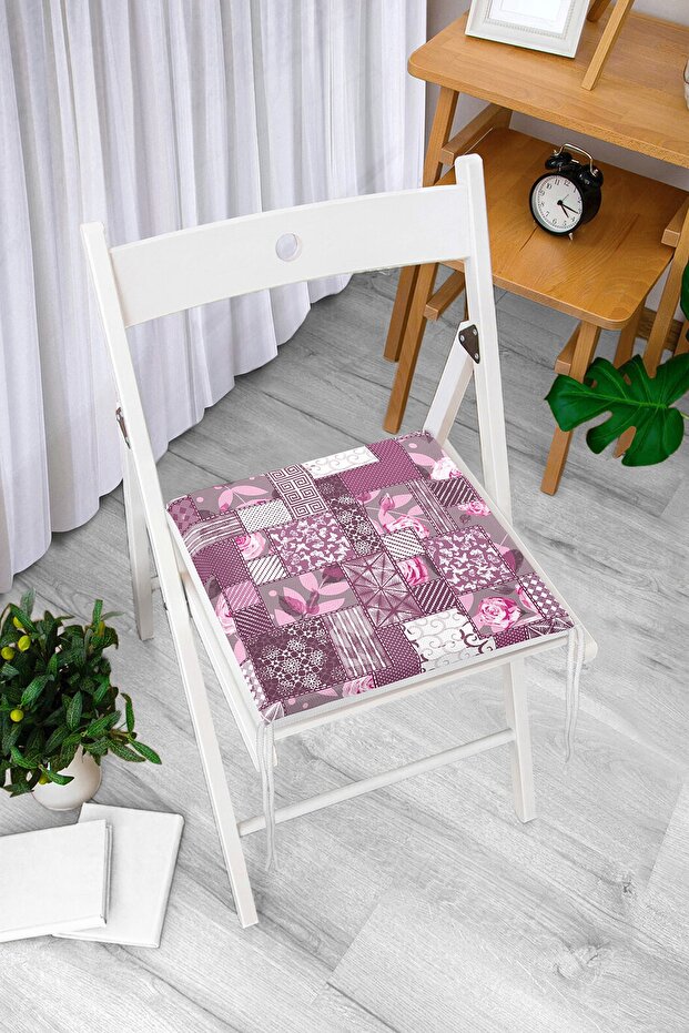Patchwork Pattern Digital Printed Modern Zippered Chair Cushion - 3
