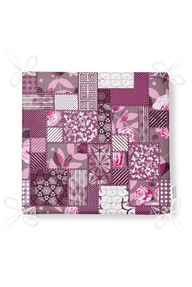 Patchwork Pattern Digital Printed Modern Zippered Chair Cushion - 5