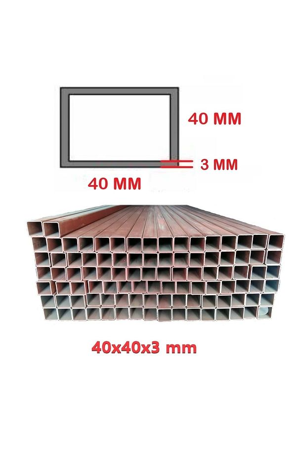 (1MT) Boyalı 40 X 40 X 3 Mm Kutu Profil Boru Metal 40x40x3 Demir - 2