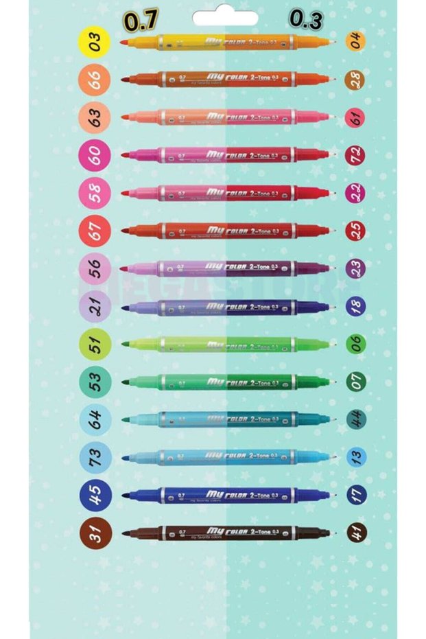 28 Colors 14 Pens My Color 2 Tone Felt Tip Set