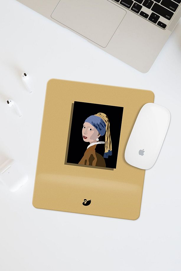 Minimal Tablo Çizimli Bilek Destekli Dikdörtgen Mouse Pad Mouse Altlığı - 1