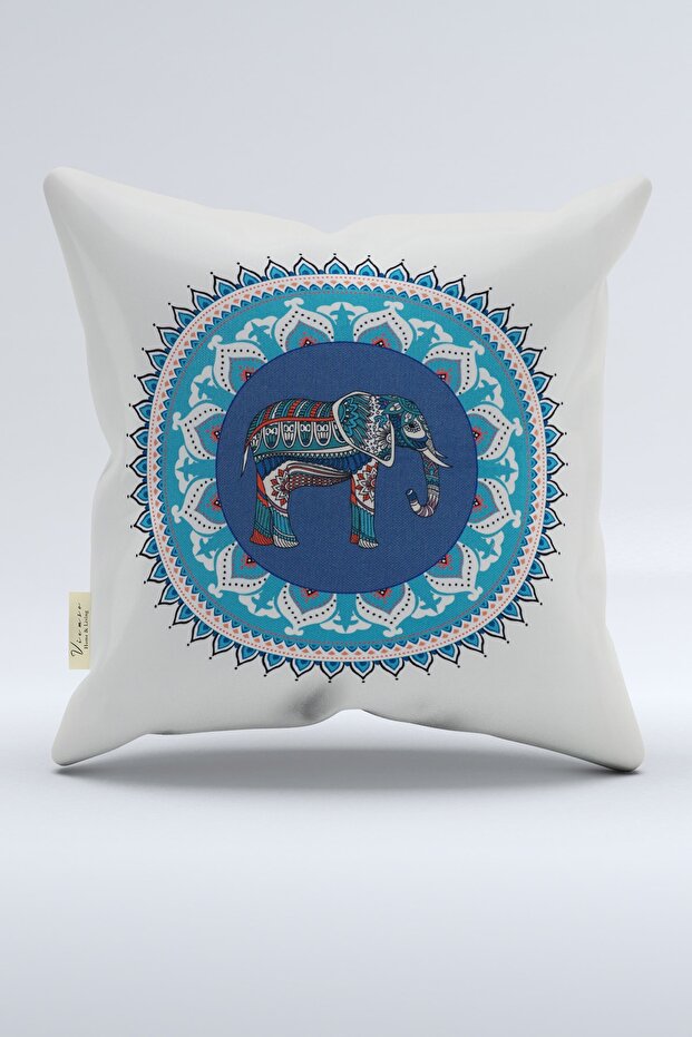Ethnic Elephant Patterned Double-Sided Digital Printing Throw Pillow Cover