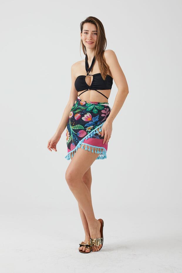 Ays Home Moda Pink Floral Pareo Beach Dress