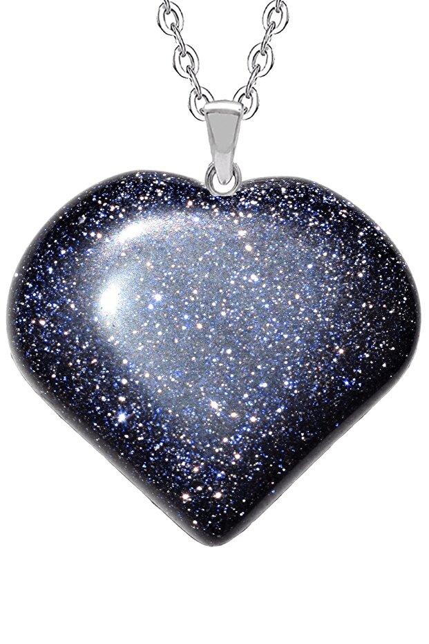 Certified Heart Model Real Dark Blue Star Stone Necklace
