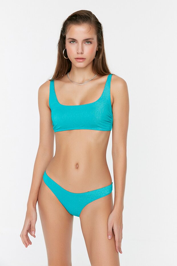 Zümrüt Yeşili Simli Bikini Altı TBESS22BA0118 - 3