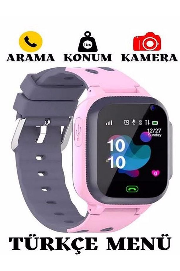 Onkatech Sim Kart Uyumlu Girişli Uzaktan Dinleme ve Konum Özellikli Akıllı Çocuk Takip Saati Pembe - 2
