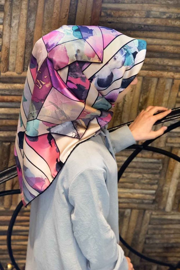 Women's Twill Silk Scarf Lilac Water Green