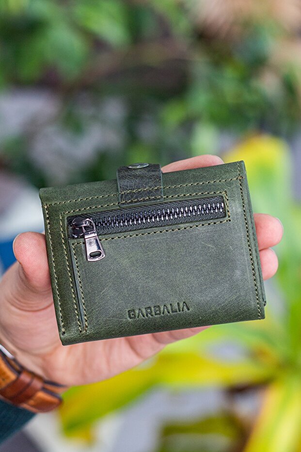 Crazy Green Wallet with Coin Compartment