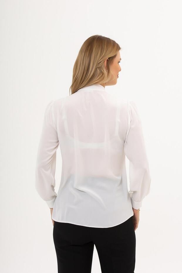 Pliseli Taşlı Bluz - 8