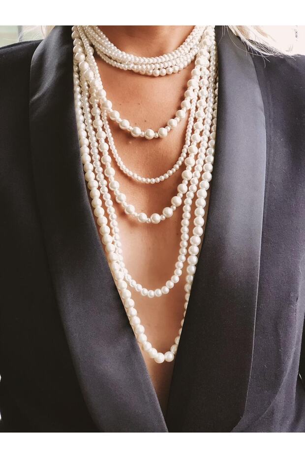 Rs Ly Long Multiple Glass Pearl Necklace