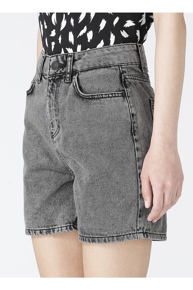 Normal Bel Düz Kadın Midi Şort - 3