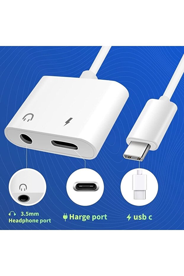 Type-c To 3.5 Mm Audio Şarj Ve Kulaklık Çevirici Dönüştürücü Otg Analog Çip - 1