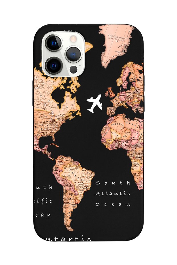 حافظة هاتف سوداء فاخرة مع تصميم خريطة شفاف متوافق مع هاتف Iphone 13 Pro Max