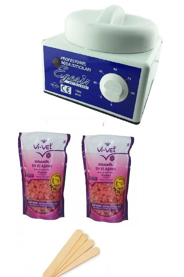Sir Ağda Makinesi + 2 Adetpudralı Soyulabilen Boncuk Ağda + Spatula Seti - 1