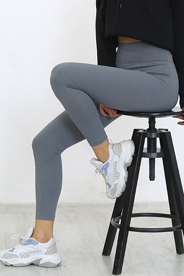 High Waist, Ribbed, Durable, Supportive Knitted Sports Tights