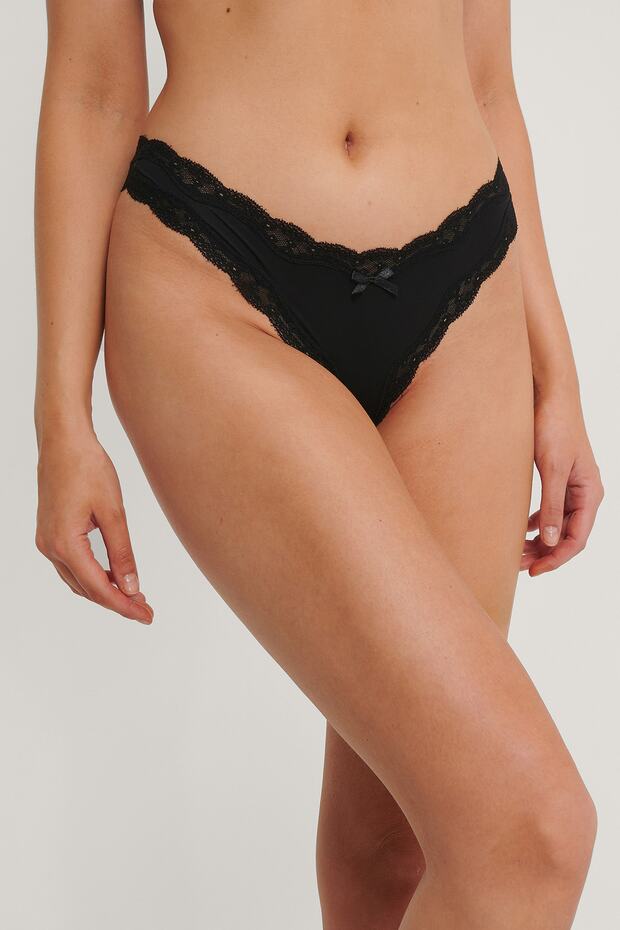 Micro Lace Edge String 3-balení, černá - 5