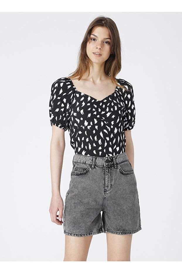 Normal Bel Düz Kadın Midi Şort - 1