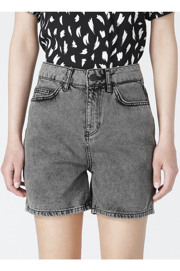 Normal Bel Düz Kadın Midi Şort - 4