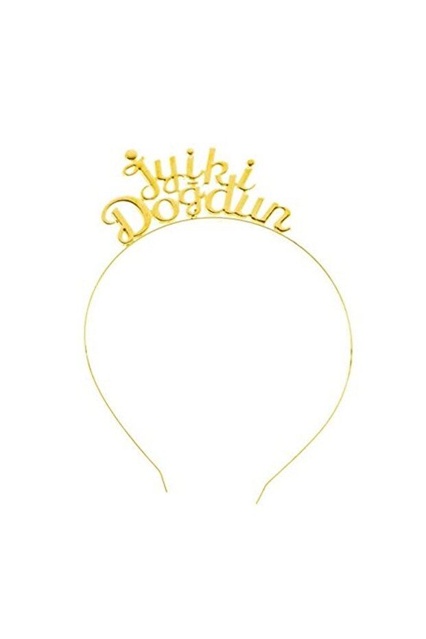 Metal Crown Happy Birthday Written Gold