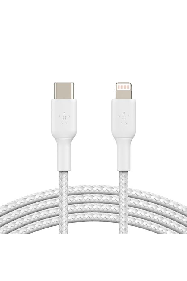 Örgülü Apple Usb Type-c Lightning Hızlı Şarj & Aktarım Kablosu Beyaz 2 Metre - 1