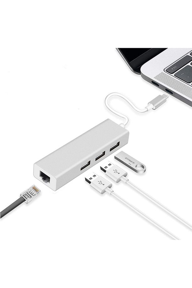Type C USB 3.1 – 3Port USB 3.0+ RJ45 Gigabit Ethernet Çoklayıcı Hub V85 - 1