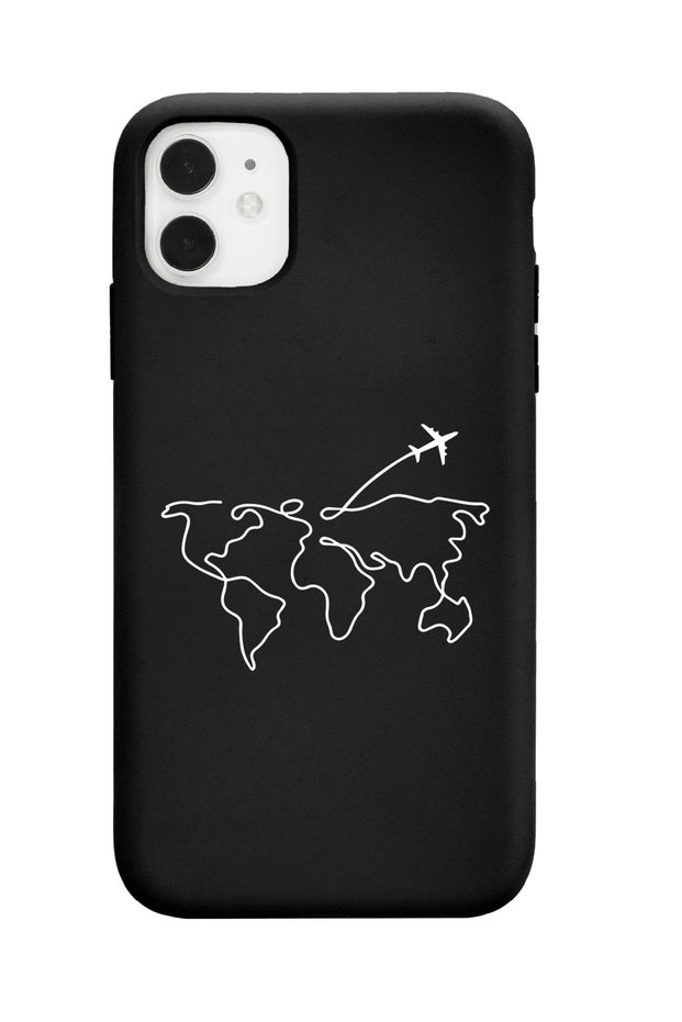حافظة هاتف سوداء فاخرة مع تصميم خريطة الخط المتوافق مع هاتف iPhone 11