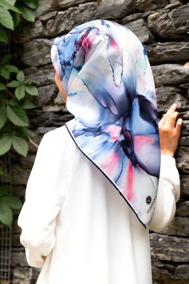Women's Twill Silk Scarf Baby Blue Powder