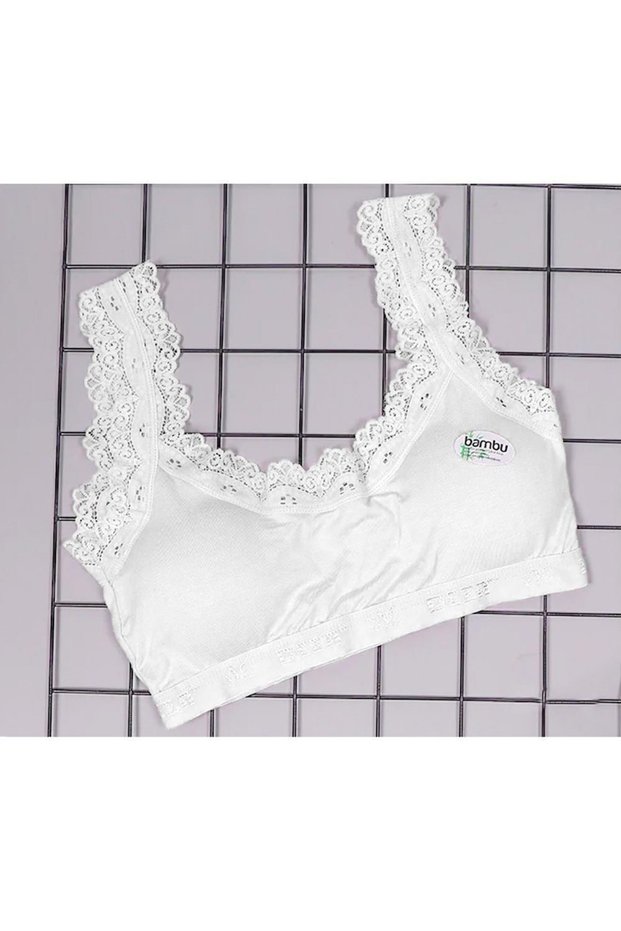 Deza Colored Bamboo Pad Thick Strap Lace Model Bustier Crop 5022