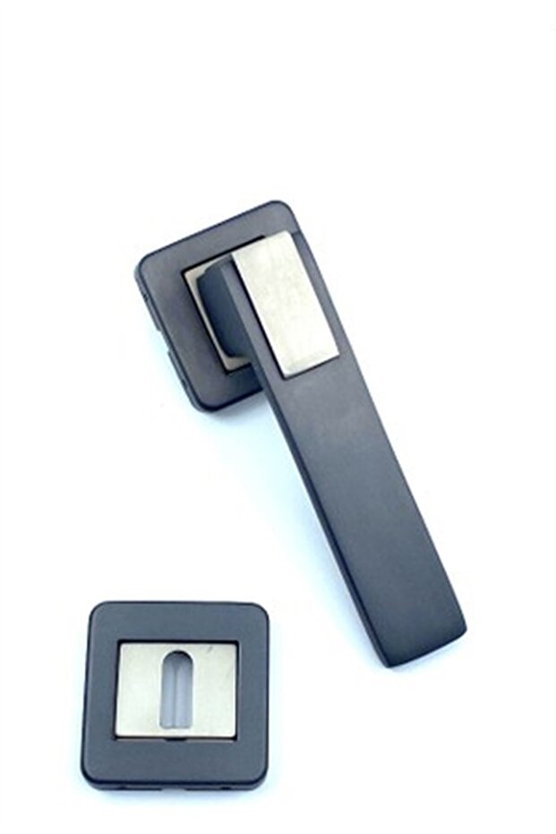 Asude / Ç.Kare Rosette Matte Anthracite Matte Satin Room Handle (Alm) - 3