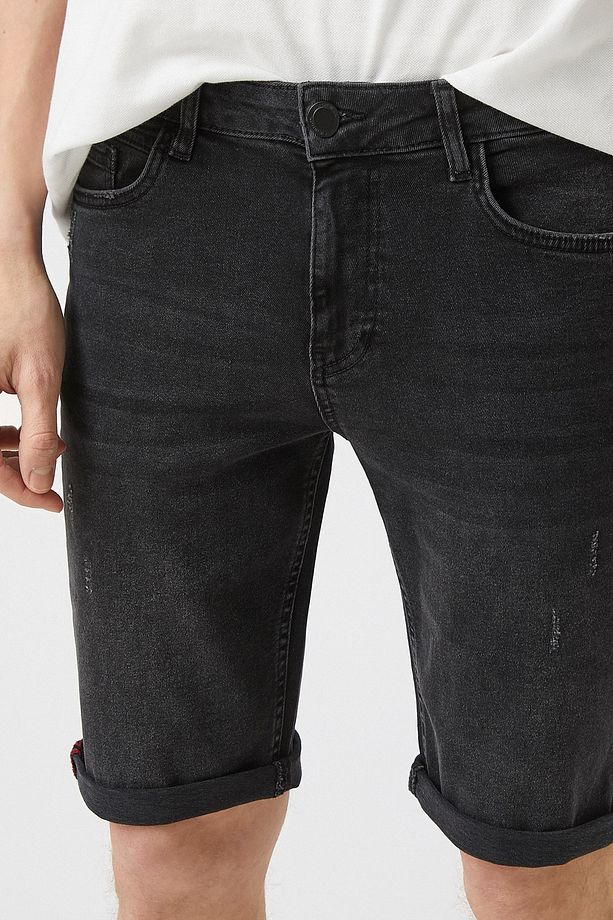 Katlamalı Denim Şort - 5