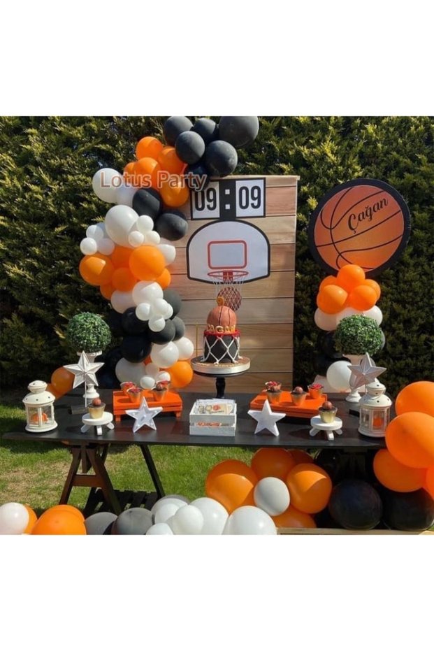 50 Pieces - Basketball Themed Balloon Chain Set ( Orange - Black - White )